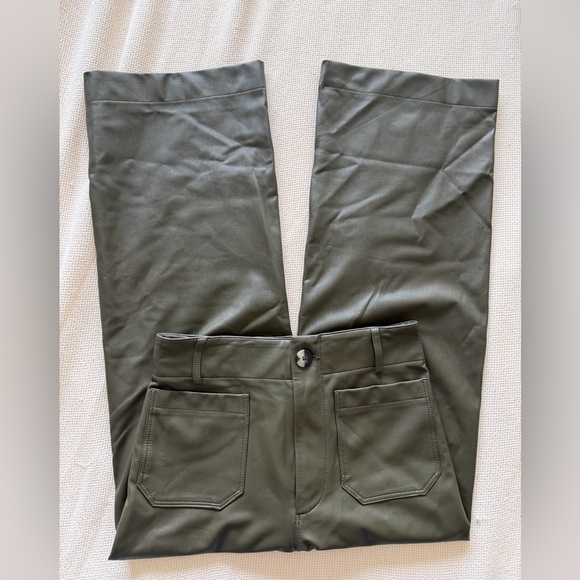 Anthropologie The Colette Crop Olive Faux Leather Pants - Picture 6 of 9